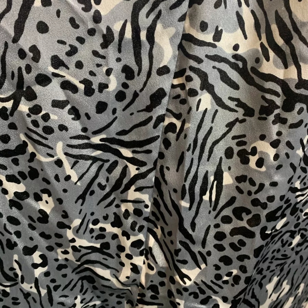 Pink Label Vintage Oscar de La Renta Silky Satin Animal Print Kaftan Zip Sz L - Picture 7 of 7